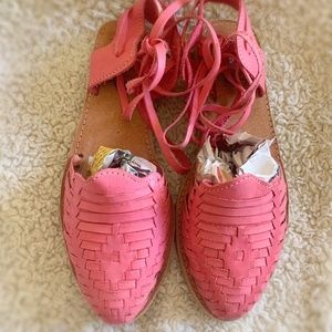 Mexican Lace-Up Huaraches (Pink)